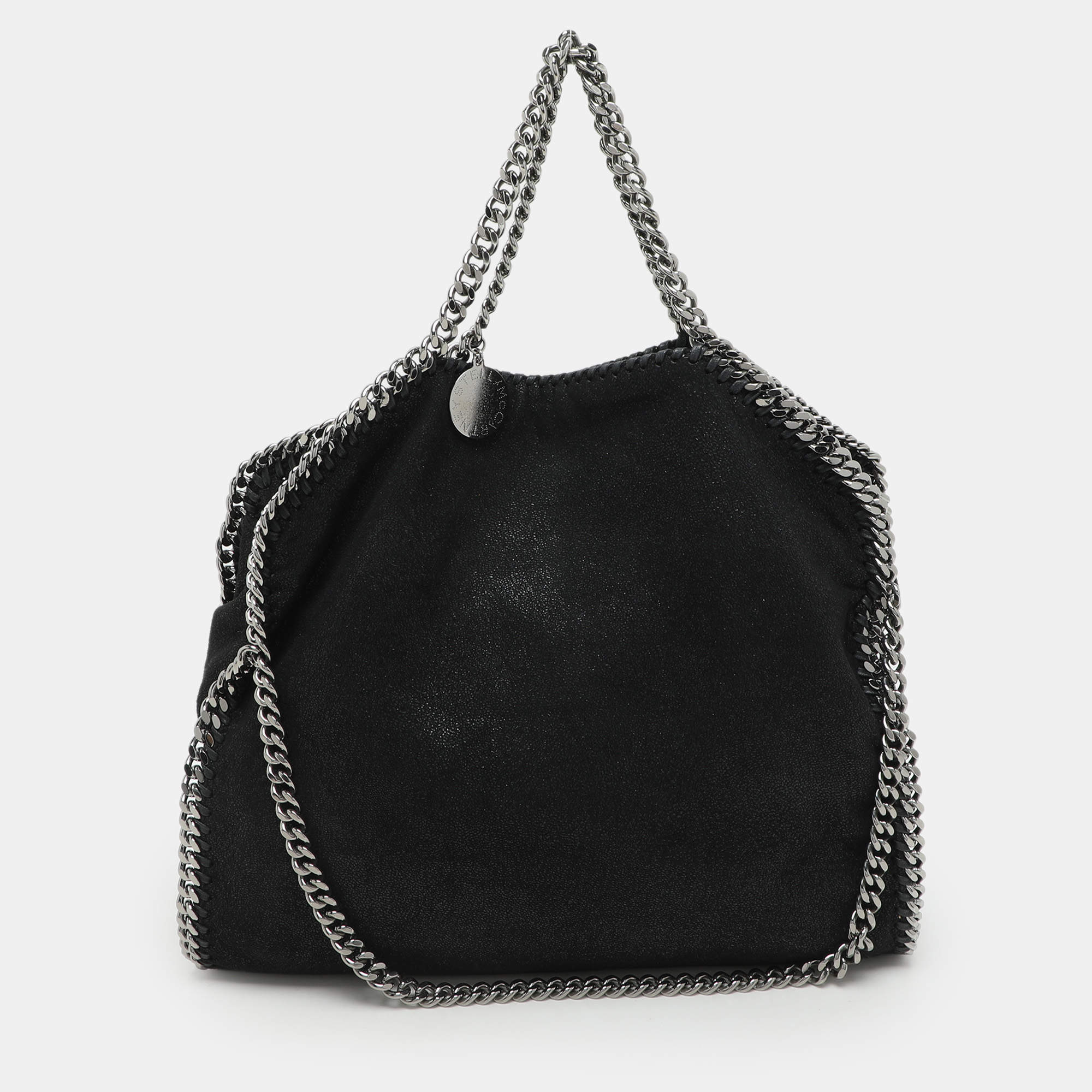 Pre Owned Stella McCartney Black Faux Suede Small Falabella Tote