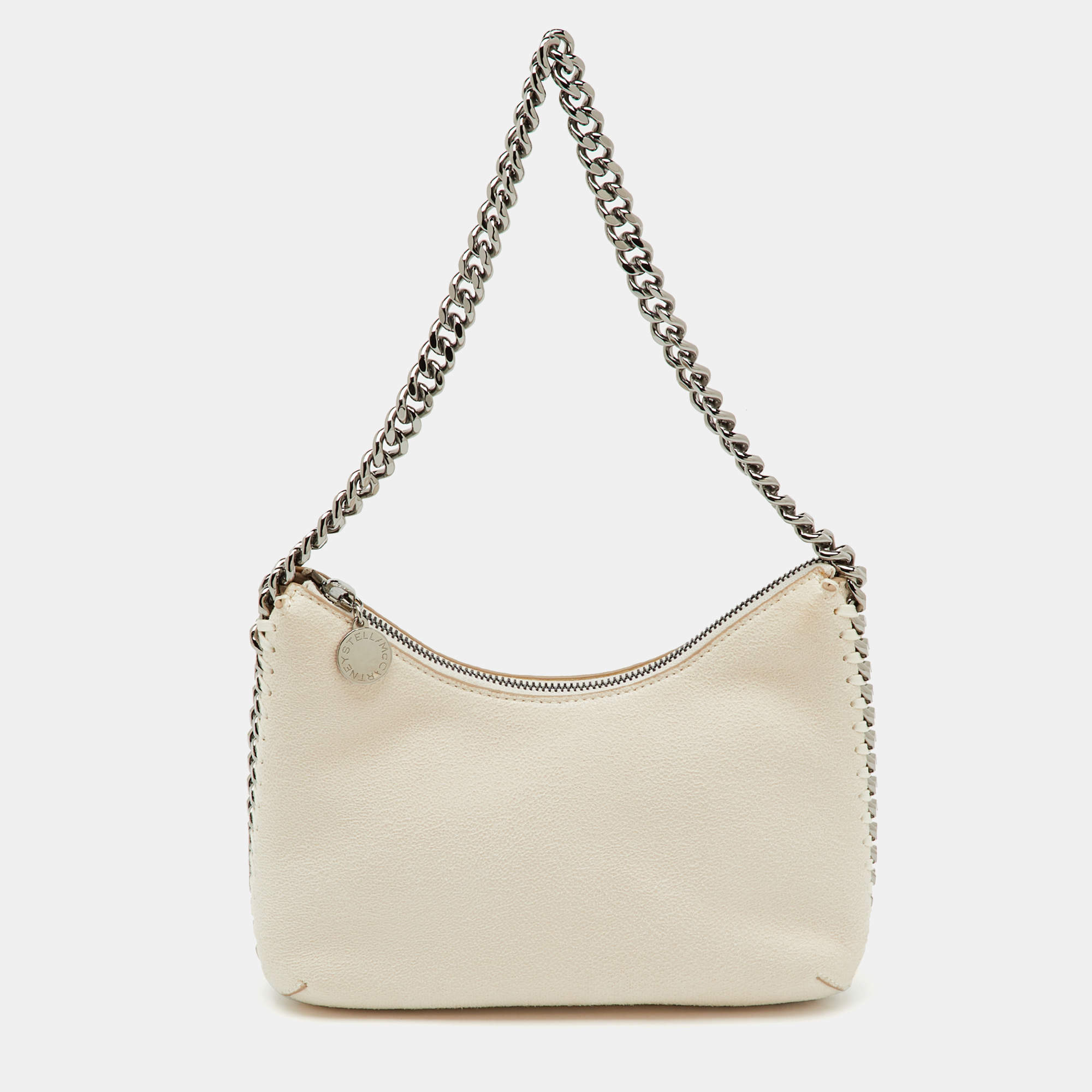 Pre Owned Stella McCartney Off White Faux Suede Mini Falabella Shoulder Bag