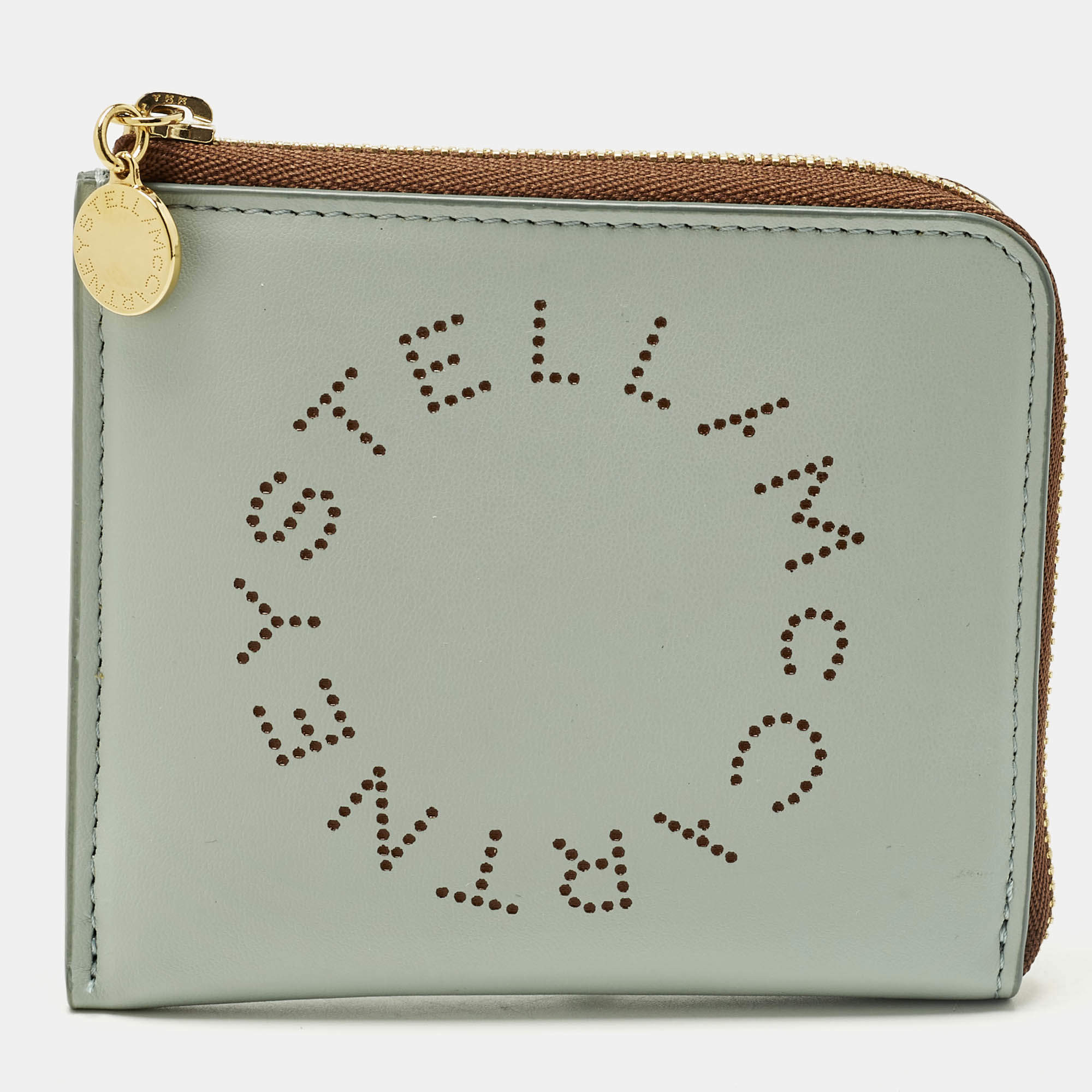 مملوكة مسبقًا محفظة ستيللا مكارتني مدمجة جلد صناعي مثقوب أزرق/بني