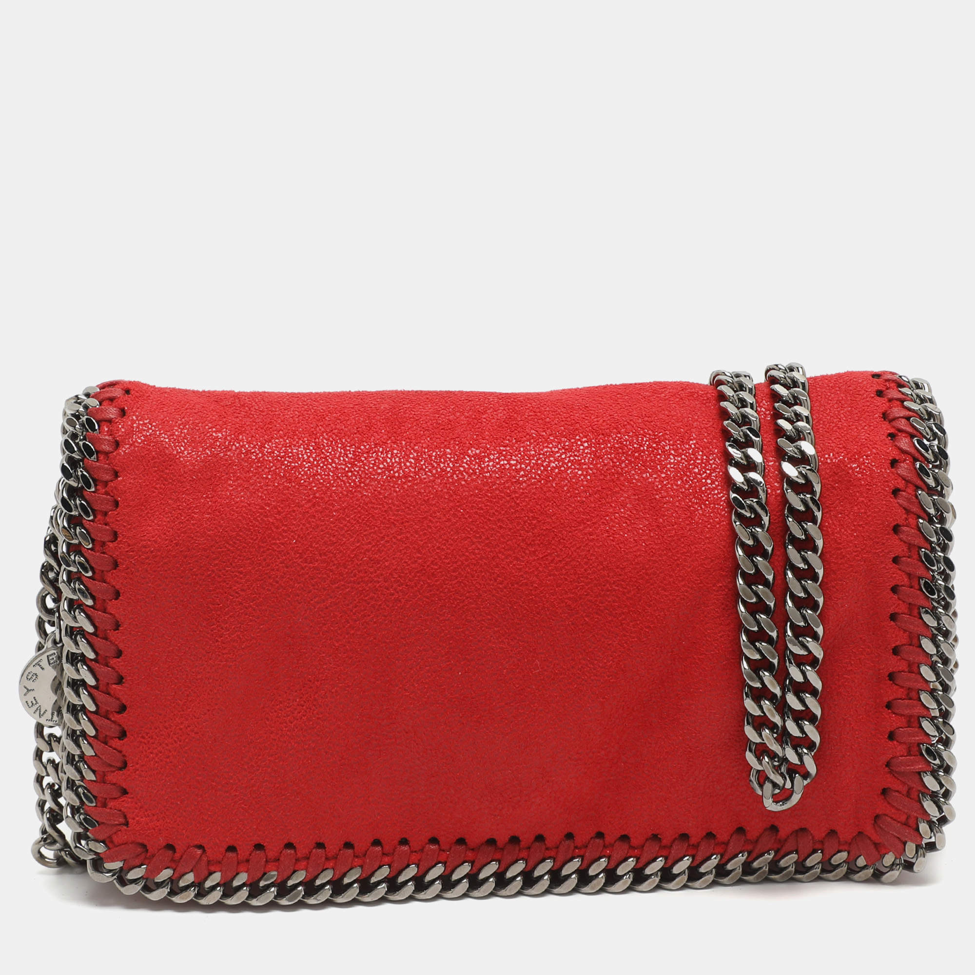 Pre Owned Stella McCartney Falabella Chilli Red Faux Leather Crossbody Bag