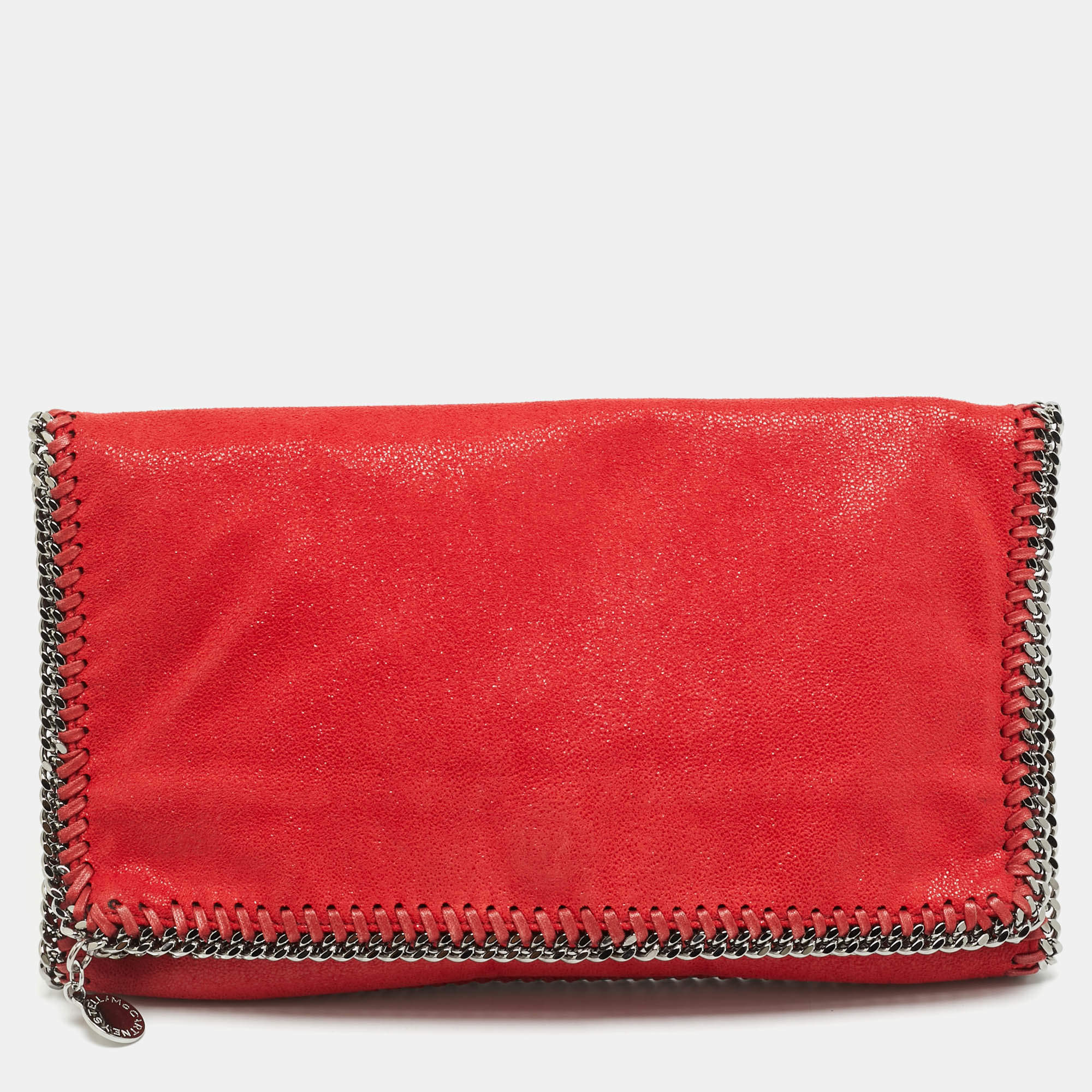 مملوكة مسبقًا حقيبة كلاتش ستبلا مكارتني فول سيود صناعي فوشيا قابلة للطي 