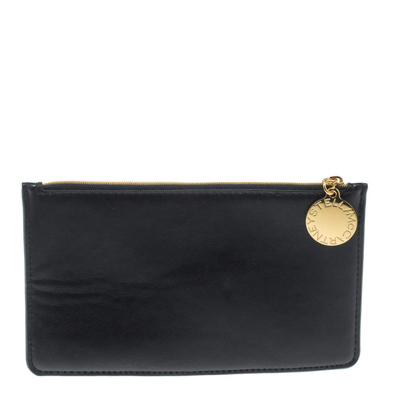 Pre Owned Stella McCartney Black Faux Leather Zip Pouch