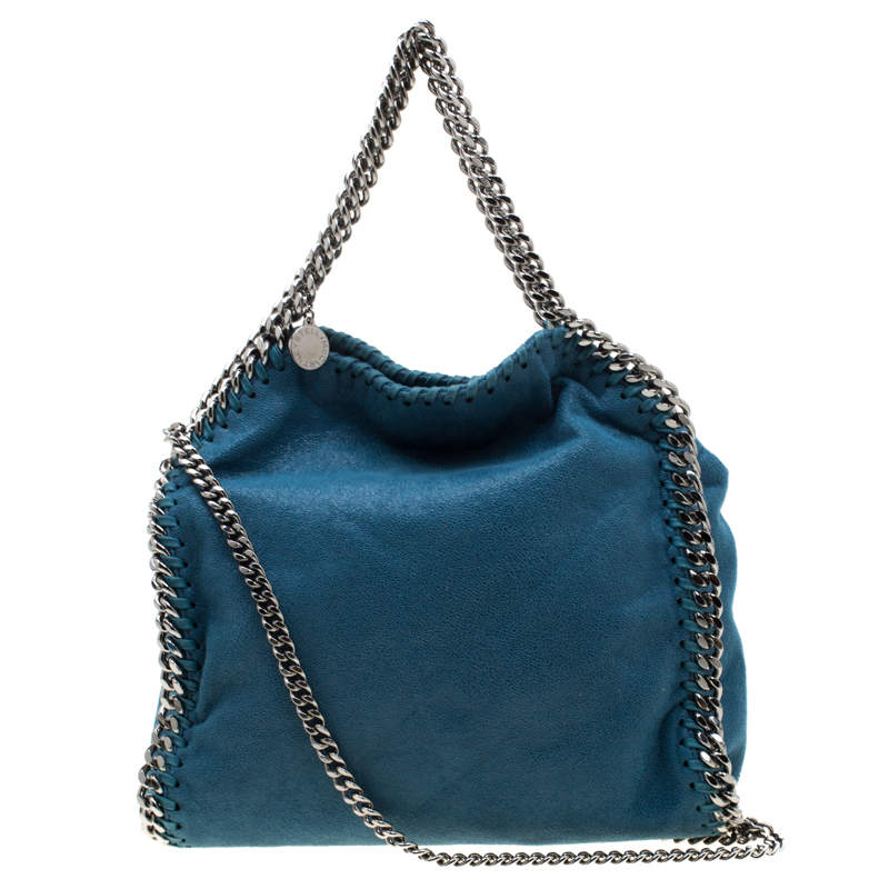 Pre Owned Stella McCartney Blue Faux Leather Mini Falabella Tote