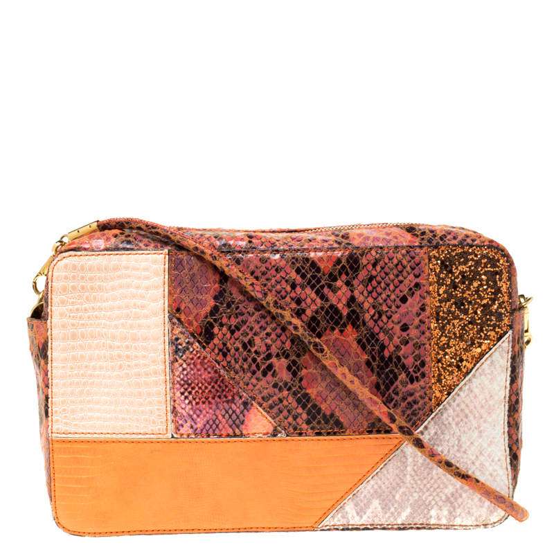 Stella McCartney Multicolor Faux Exotic Leather and Glitter Waverly Shoulder Bag
