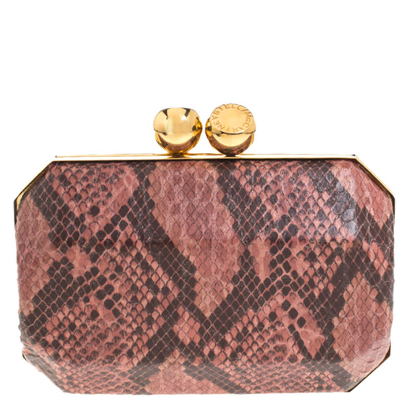 Stella McCartney Pink/Black Faux Python Leather Lucia Clutch