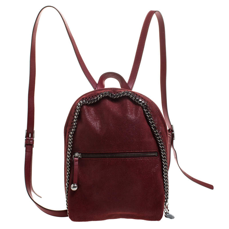 Pre Owned Stella McCartney Burgundy Faux Leather Falabella Backpack