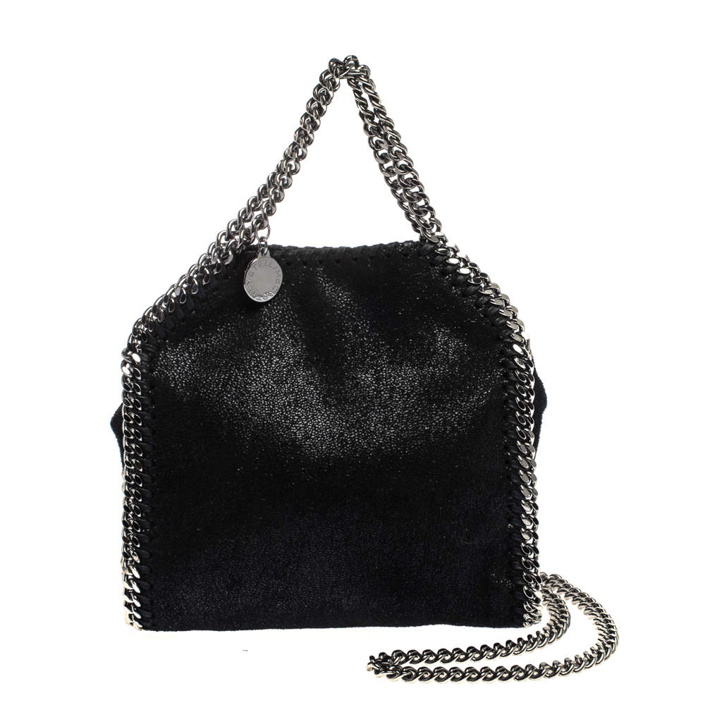 Pre Owned Stella McCartney Black Faux Leather Tiny Falabella Crossbody Bag