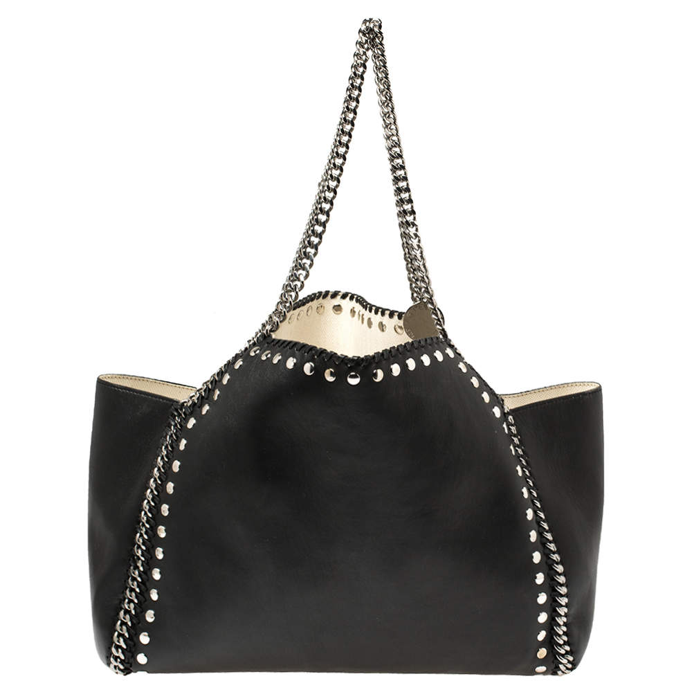 Pre Owned Stella McCartney Black Leather Falabella Tote Bag