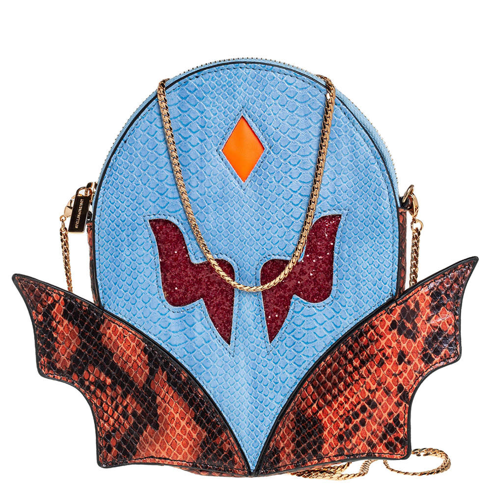 Pre Owned حقيبة كلتش ستيلا مكارتني سوبرهيرو سلسلة جلد صناعي نقشة الثعبان متعدد الألوان 