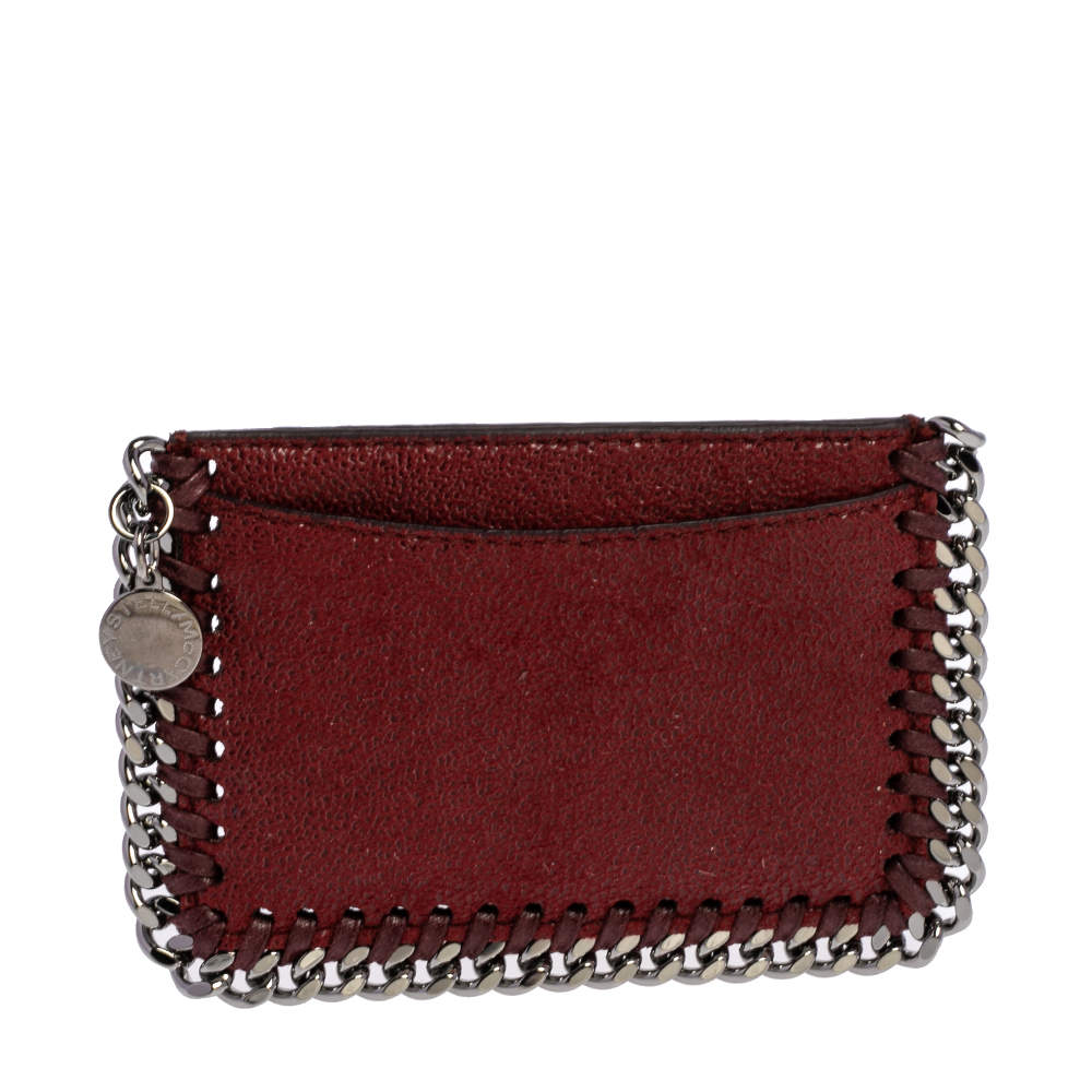 Pre Owned Stella McCartney Maroon Faux Leather Card Holder