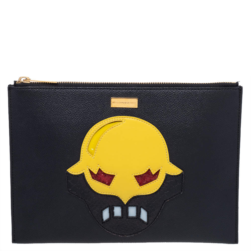 Pre Owned Stella McCartney Black Faux Leather Zip Pouch