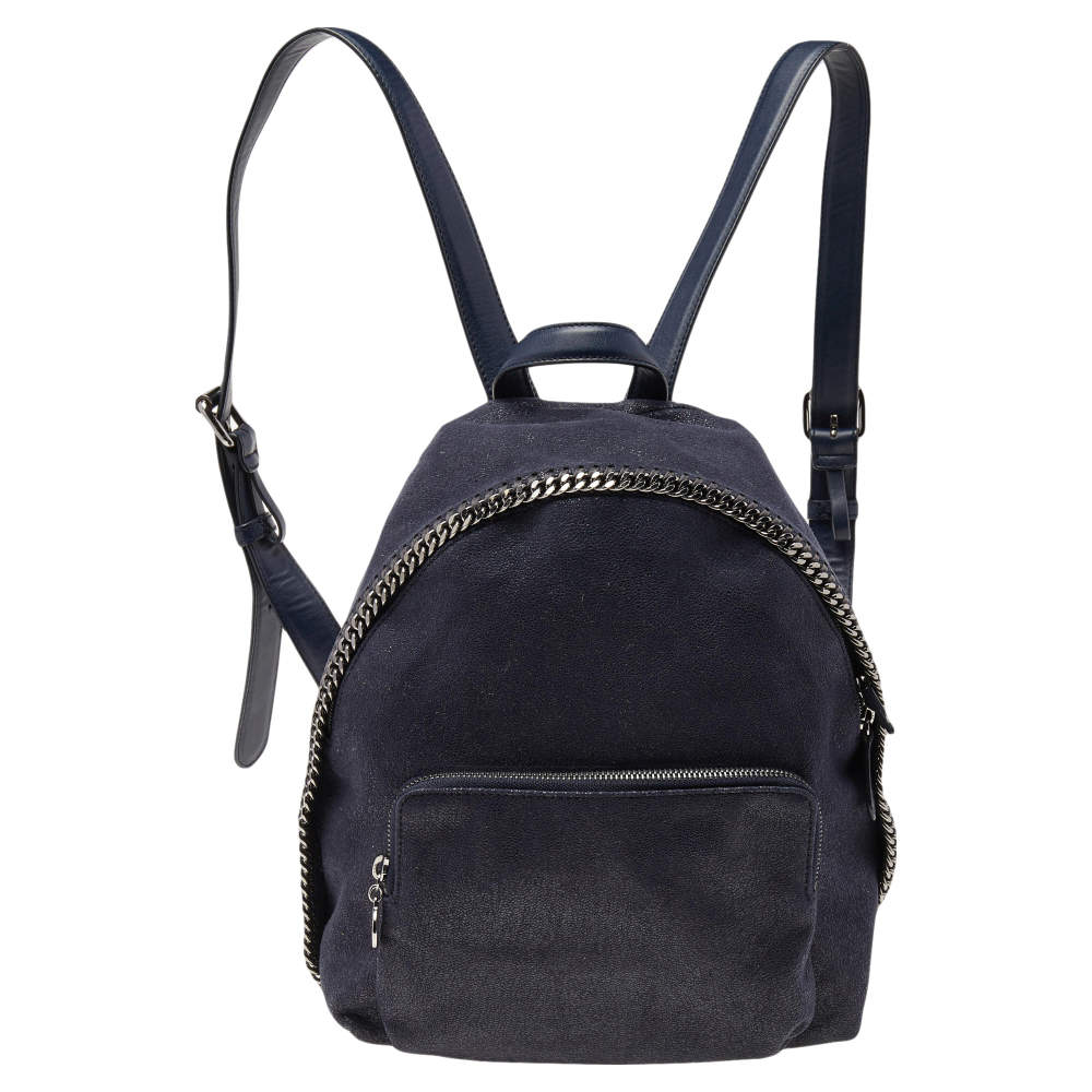Pre Owned Stella McCartney Dark Blue Faux Suede Falabella Backpack