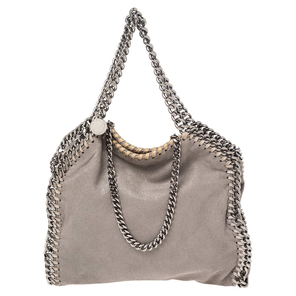 Pre Owned Stella McCartney Grey Faux Suede Mini Falabella Tote