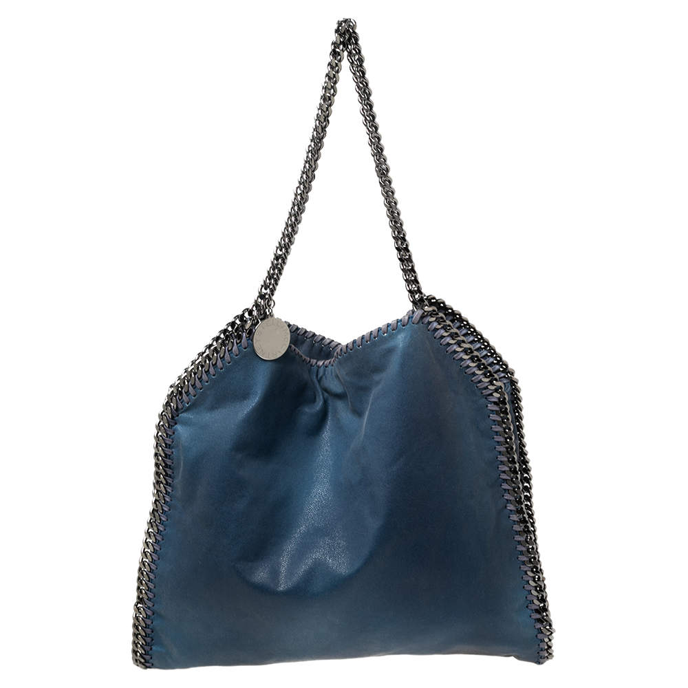 Pre Owned Stella McCartney Blue Faux Leather Small Falabella Tote