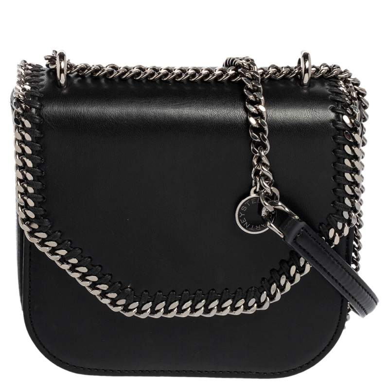 Pre Owned Stella McCartney Black Faux Leather Falabella Star Box Bag