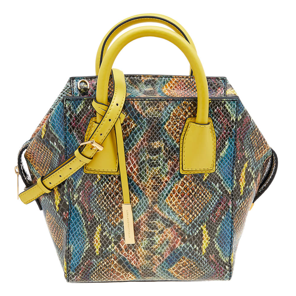 Pre Owned Stella McCartney Multicolor Python Effect Faux Leather Cavendish Satchel