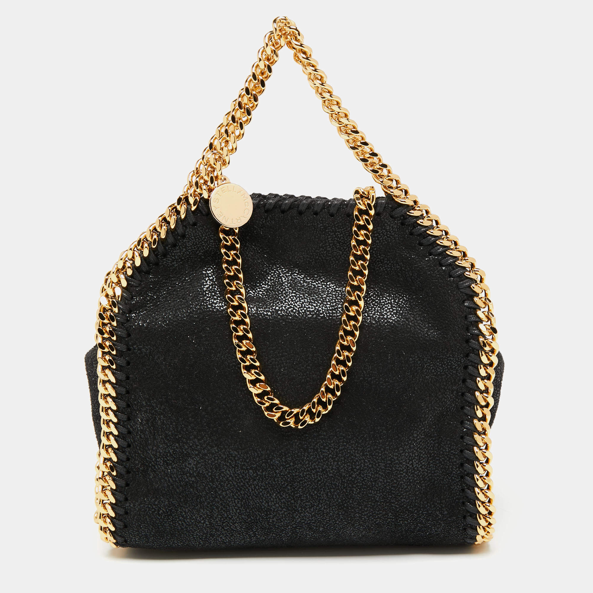 Pre Owned Stella McCartney Black Faux Suede Tiny Falabella Tote  