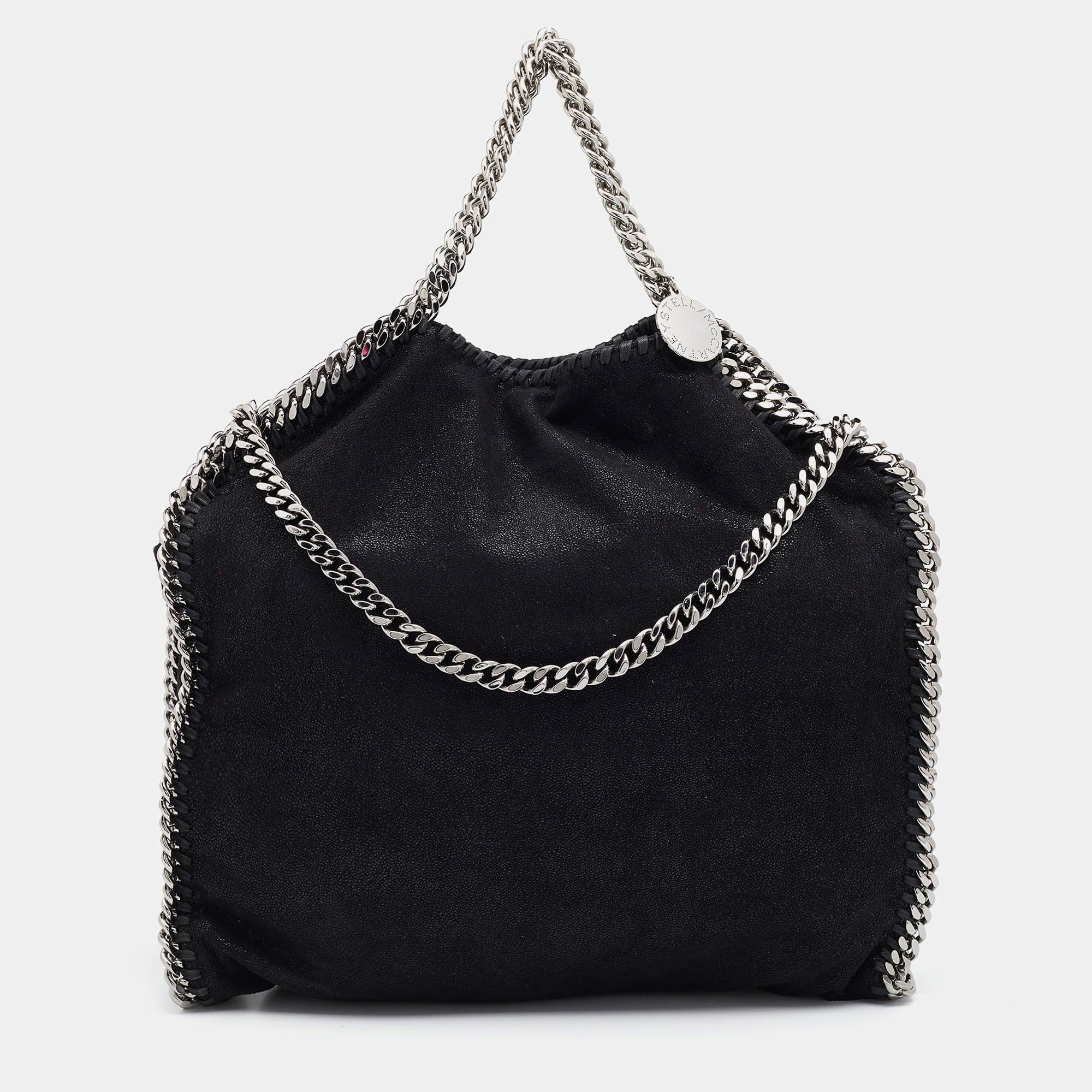 Pre Owned Stella McCartney Black Faux Leather Small Falabella Tote