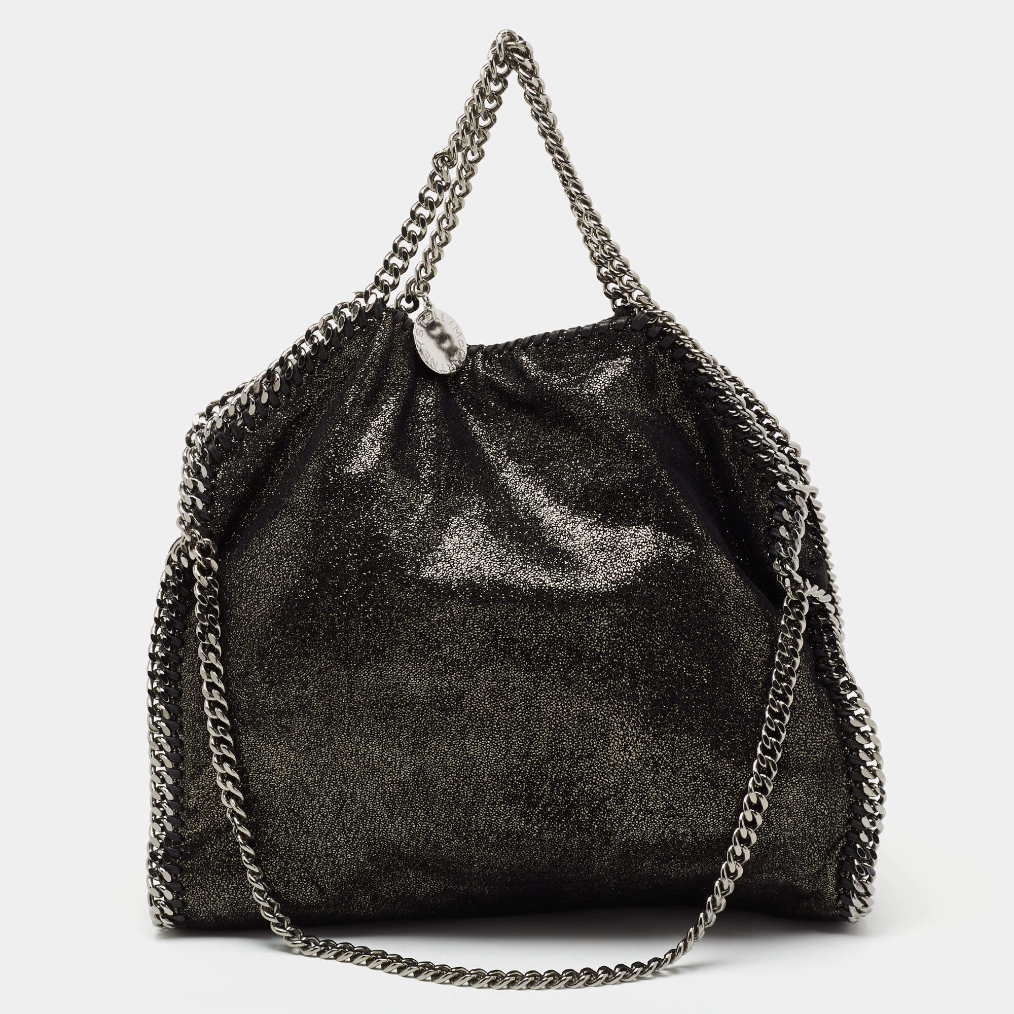 مملوكة مسبقًا حقيبة يد توتس ستيلا مكارتني فالابيلا جلد صناعي ميتالك أسود صغيرة