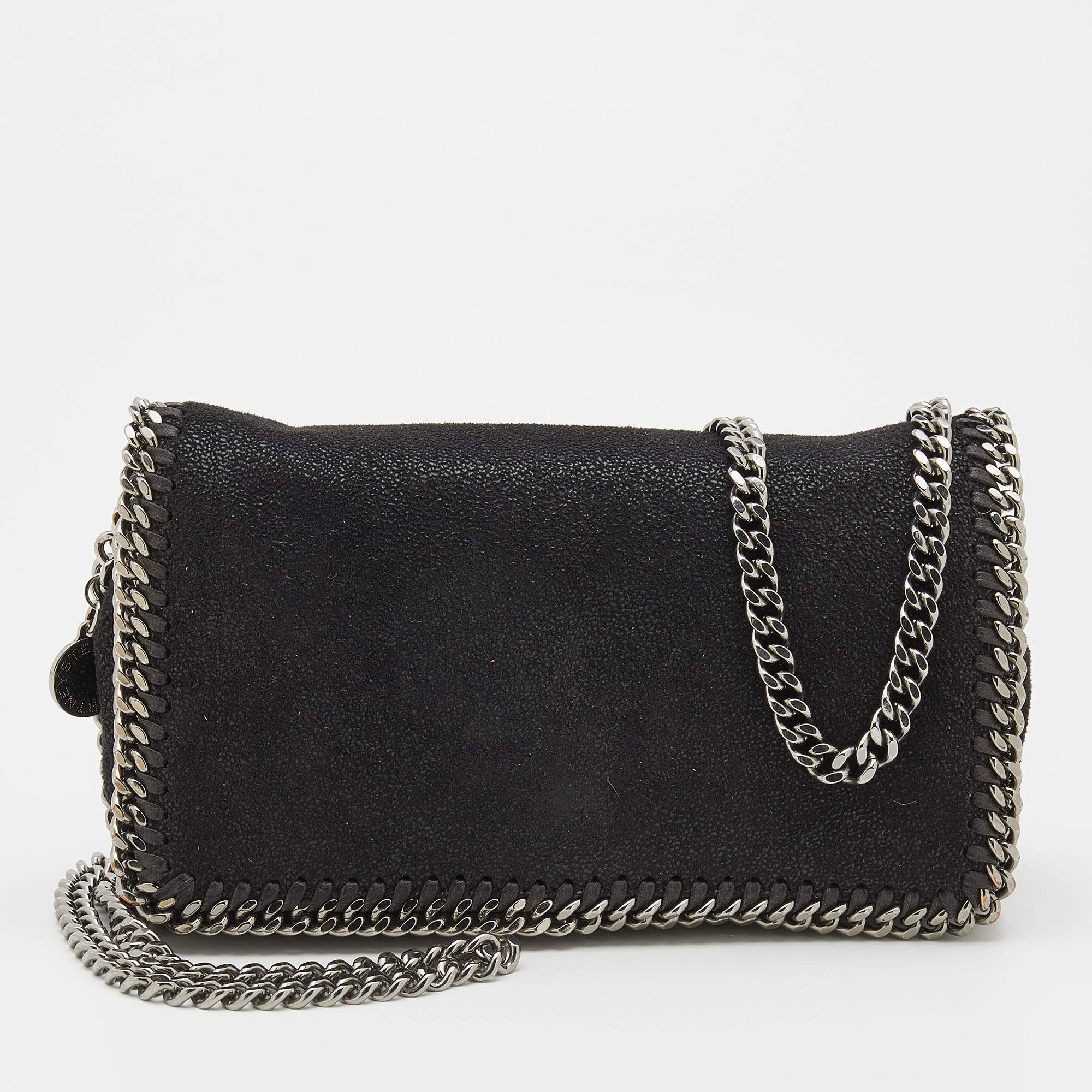 Pre Owned Stella McCartney Black Faux Suede Falabella Crossbody Bag