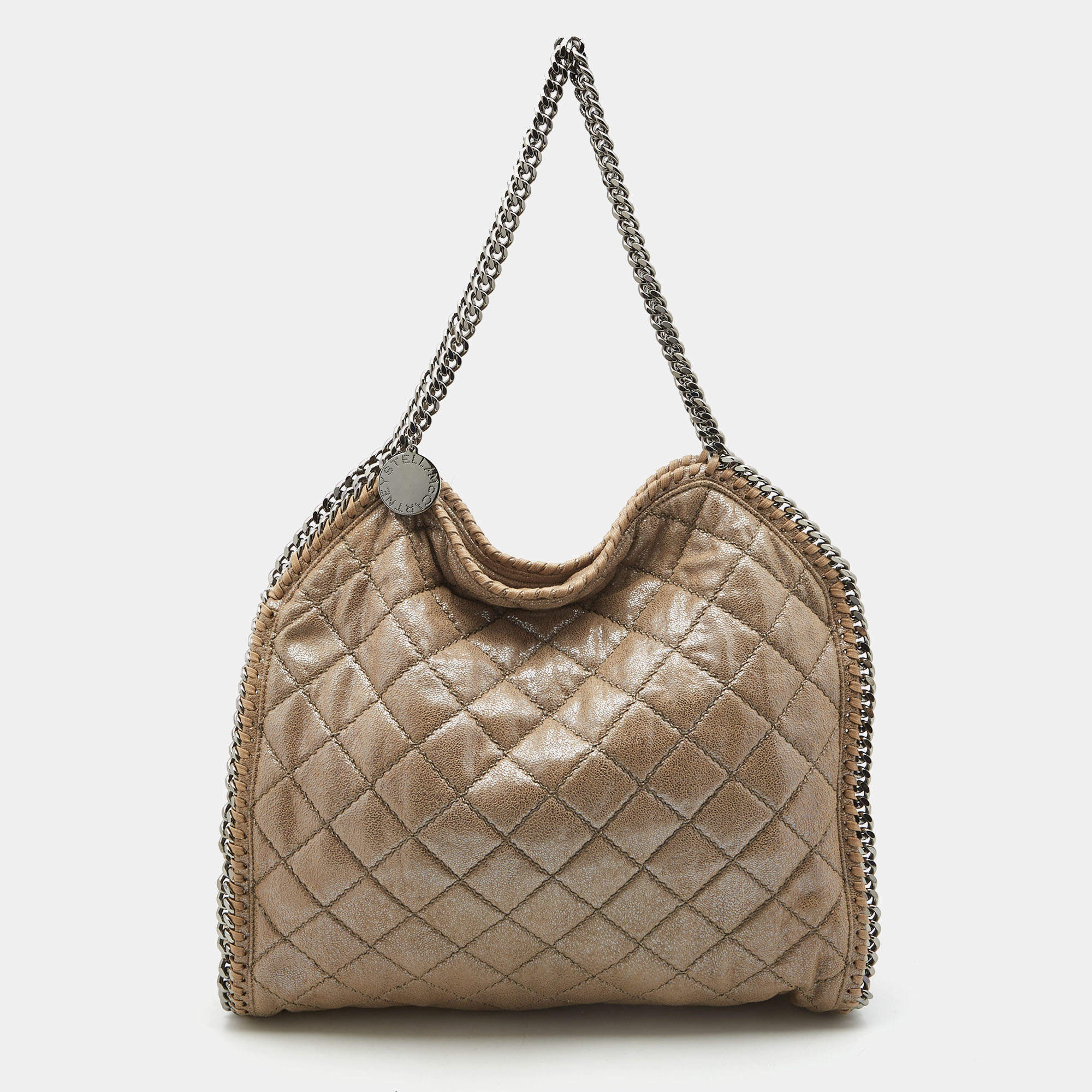 Stella McCartney Beige Faux Suede Glossy Small Falabella Tote