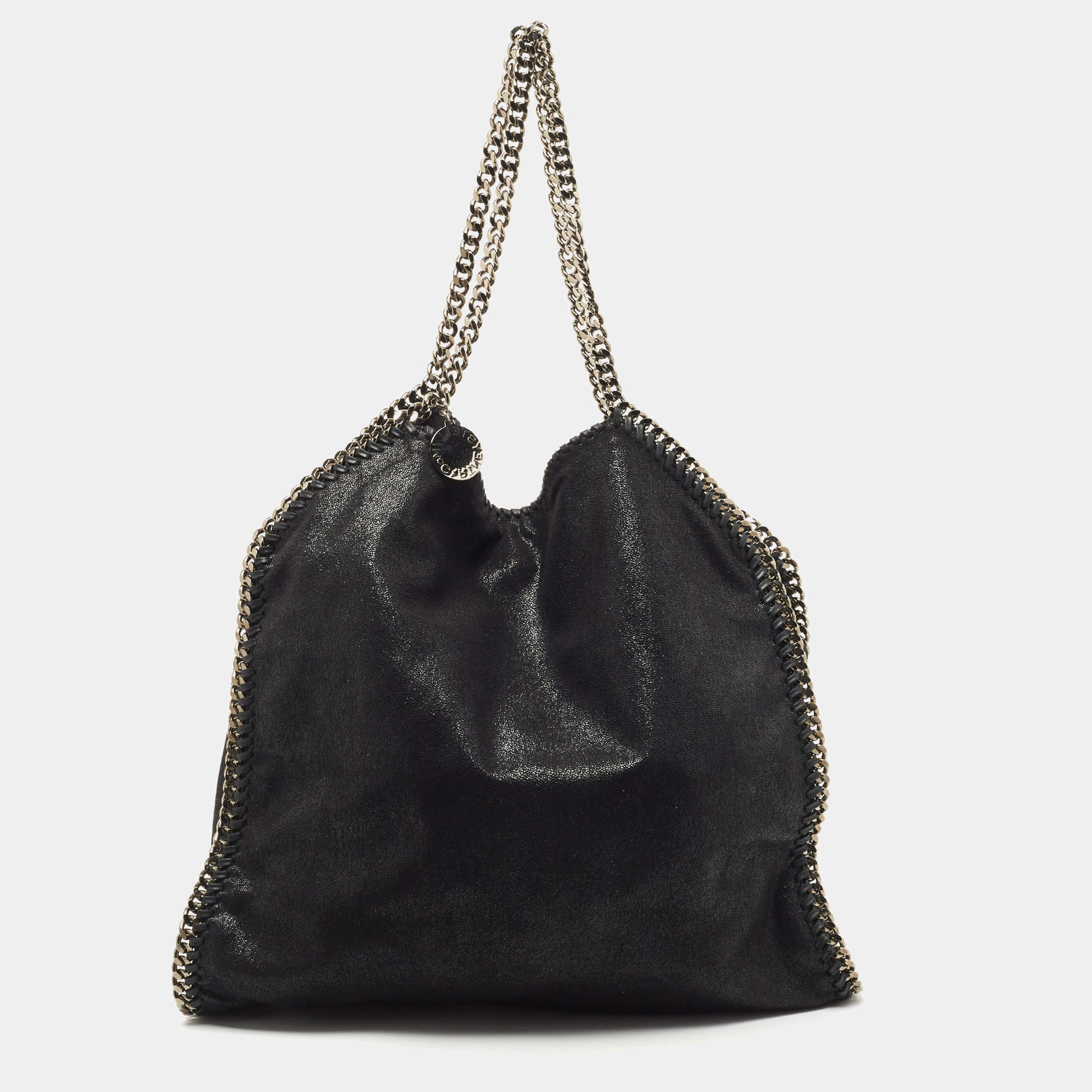Pre Owned Stella McCartney Black Faux Leather Large Falabella Tote