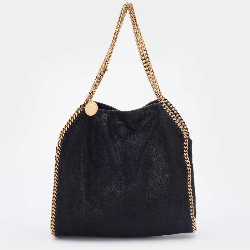 Pre Owned Stella McCartney Black Faux Leather Falabella Tote