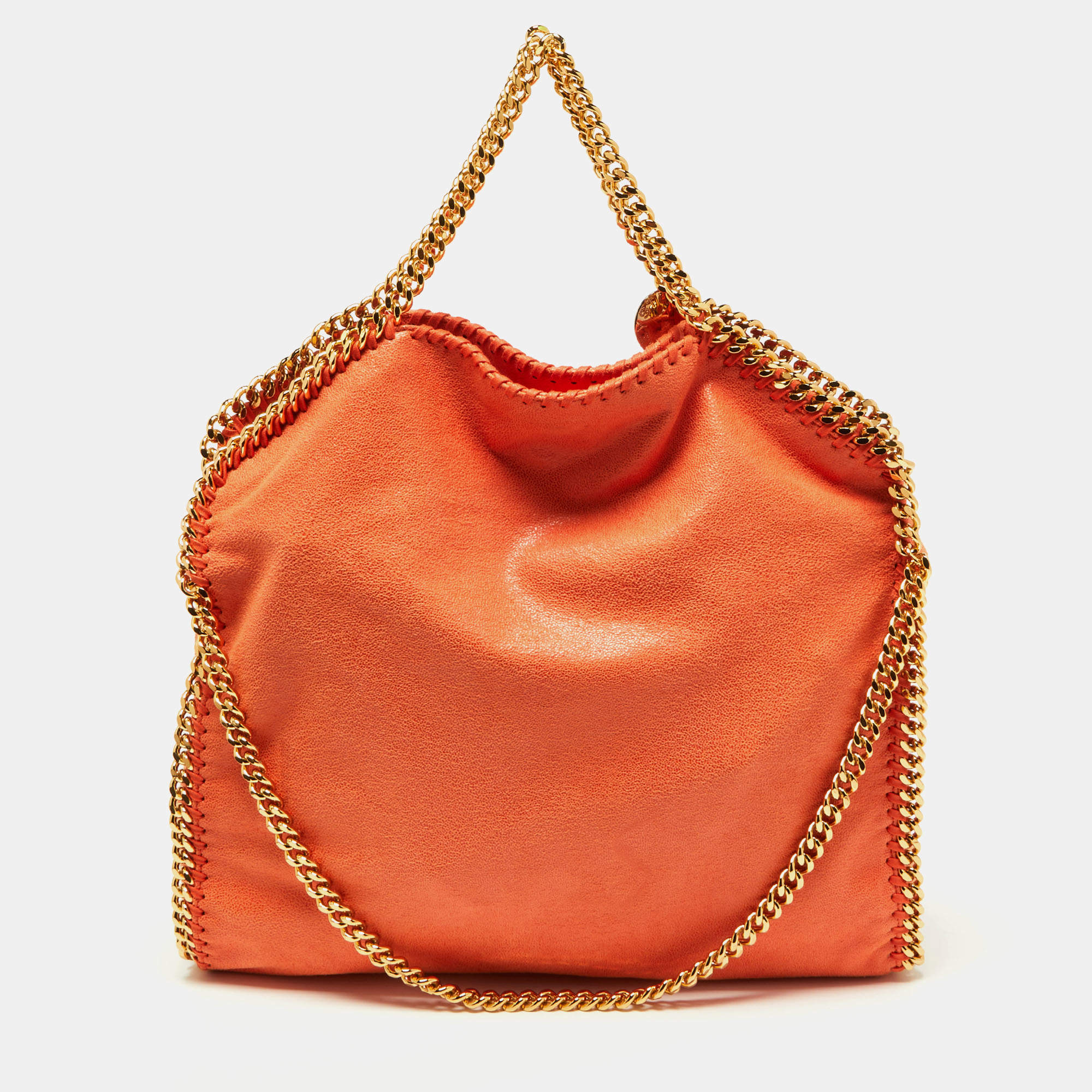 Pre Owned Stella McCartney Orange Faux Leather Small Falabella Tote