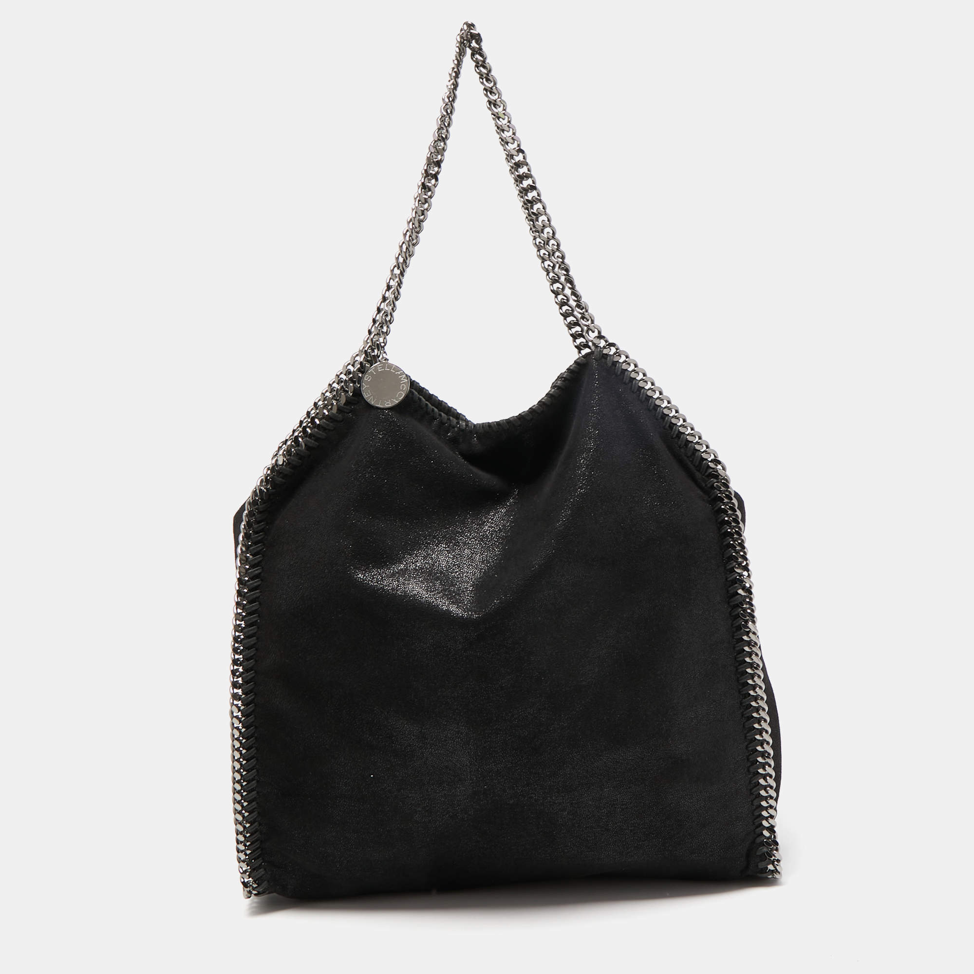 Pre Owned Stella McCartney Black Faux Leather Large Falabella Tote