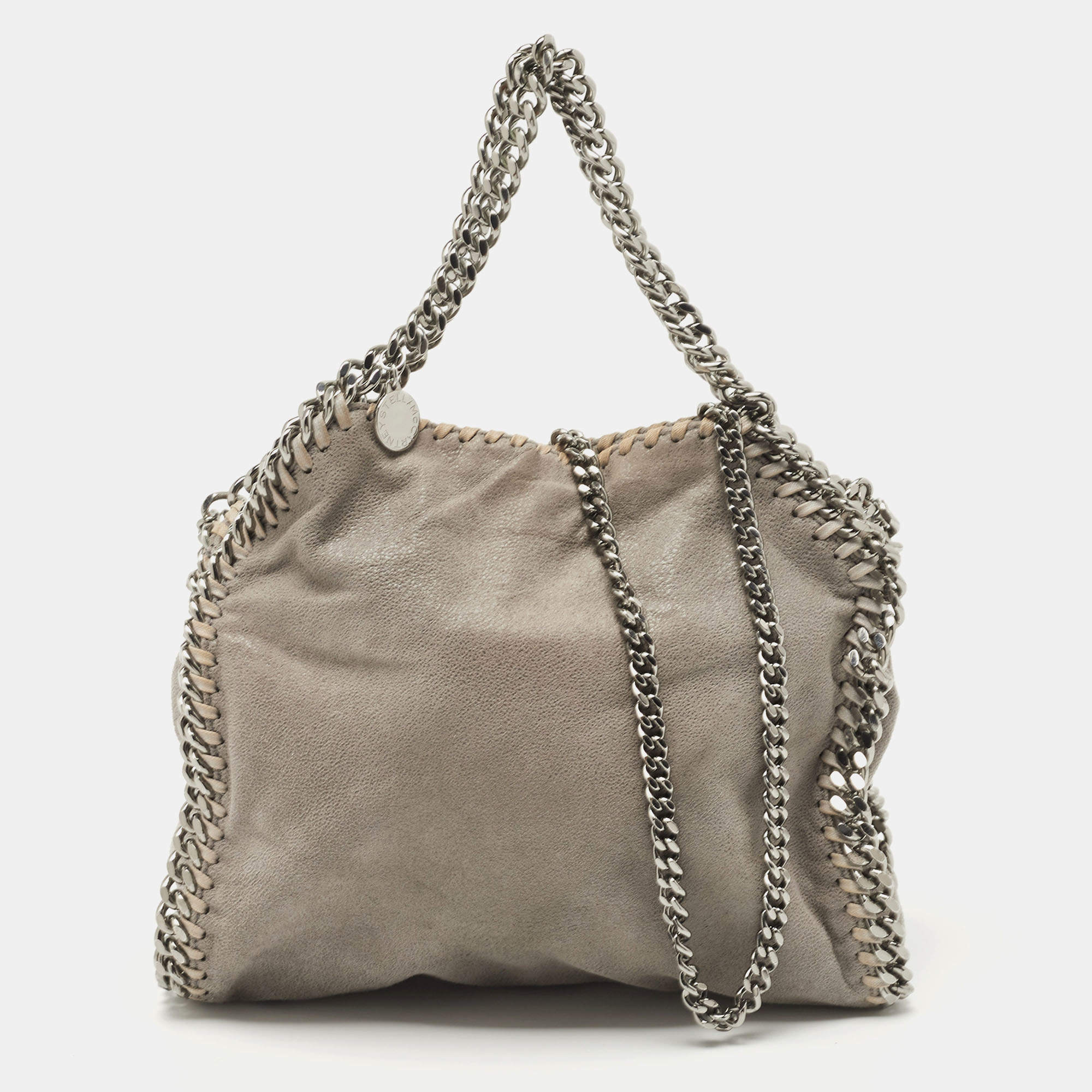 Pre Owned Stella McCartney Grey Faux Suede Mini Falabella Tote