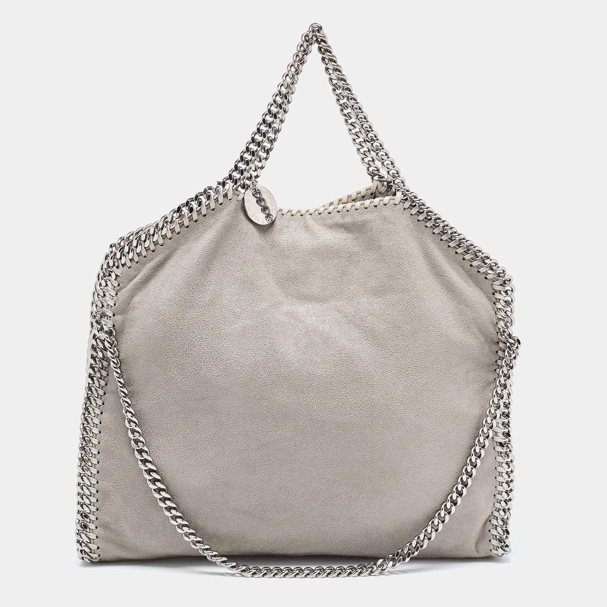 Pre Owned Stella McCartney Grey Faux Suede Falabella Fold Over Tote