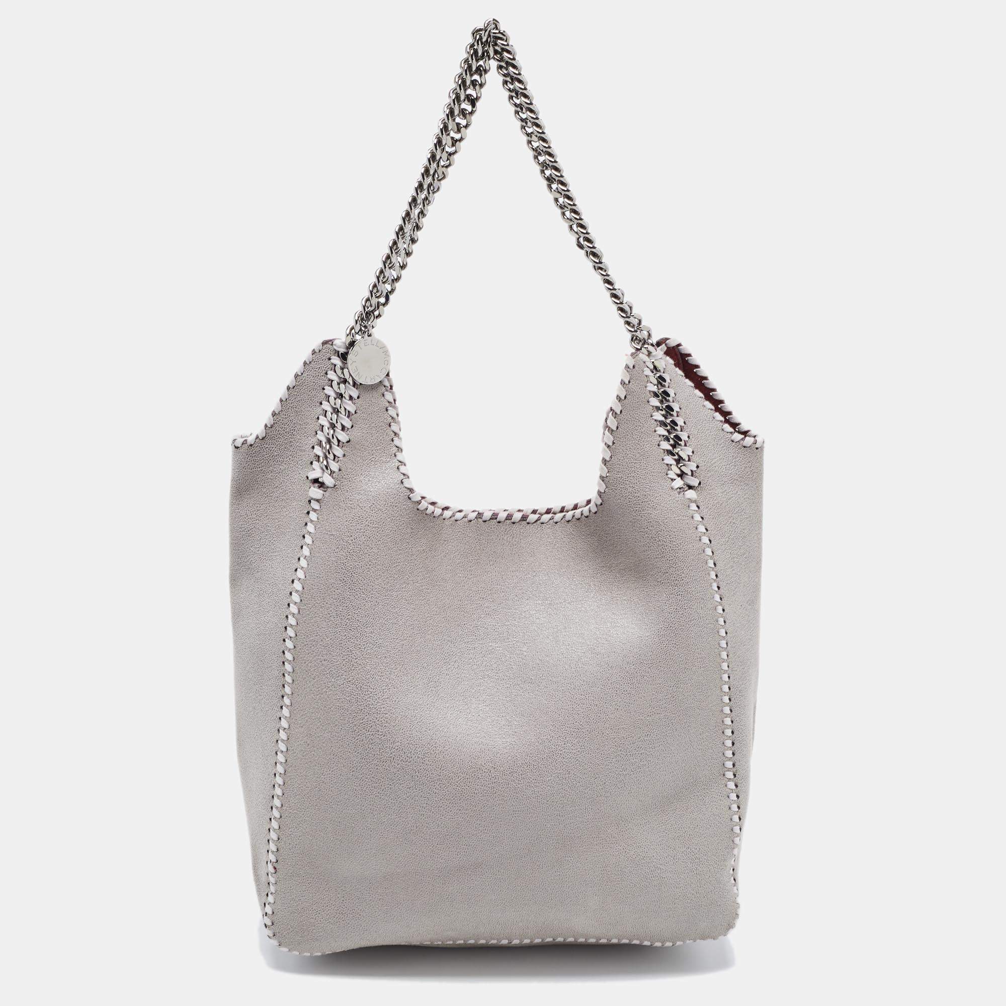 Pre Owned Stella McCartney Grey Faux Suede Falabella Shoulder Bag