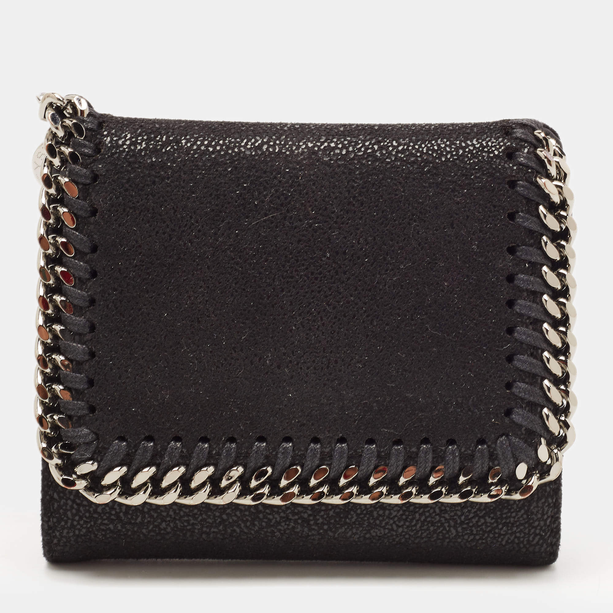 Stella McCartney Black Faux Leather Falabella Trifold Wallet