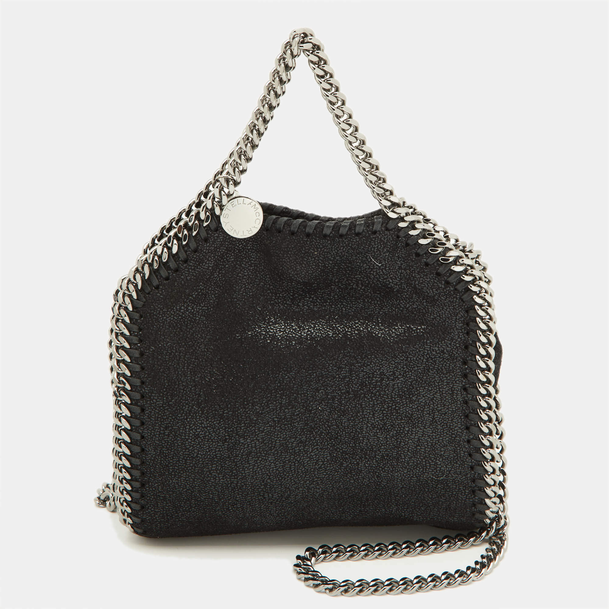 Pre Owned Stella McCartney Black Faux Suede Tiny Falabella Crossbody Bag