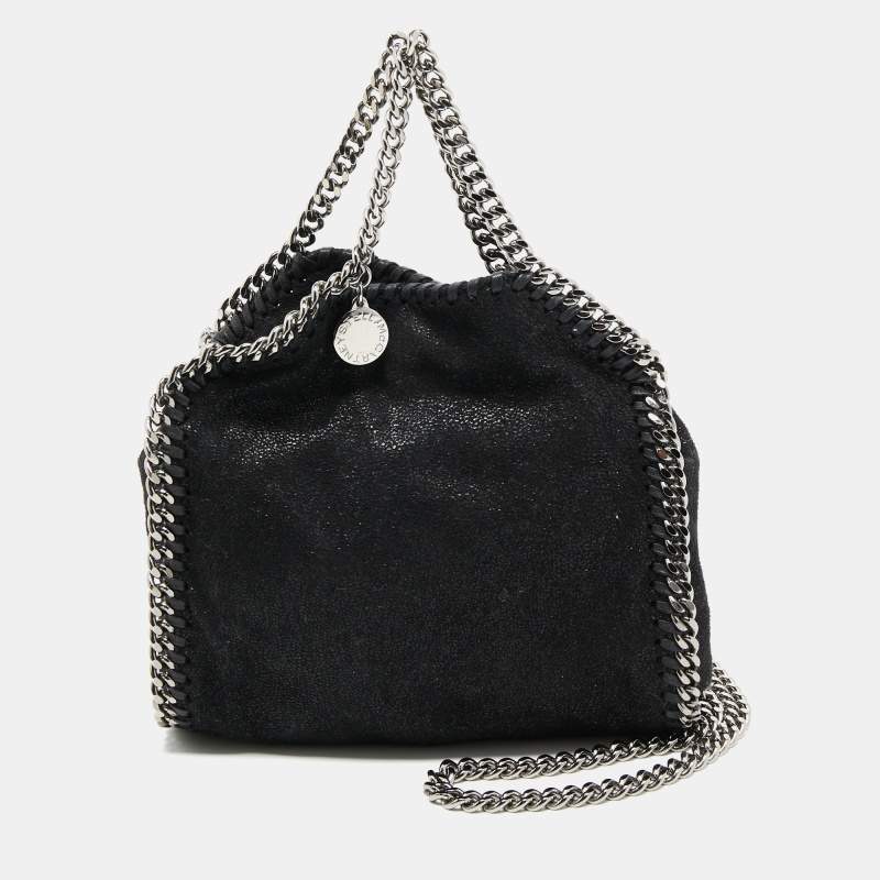 Stella McCartney Black Faux Suede Tiny Falabella Tote