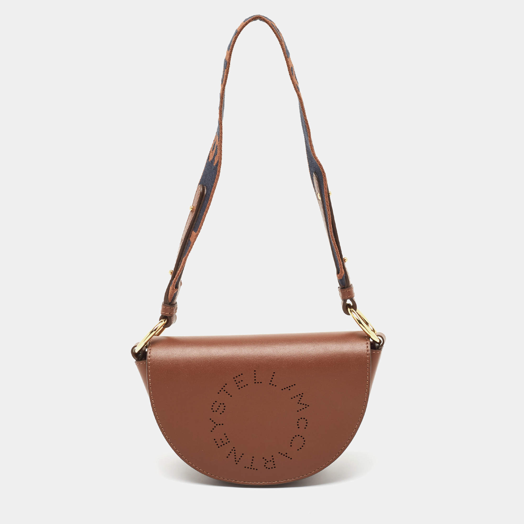 Pre Owned Stella McCartney Brown Faux Leather Flap Shoulder Bag