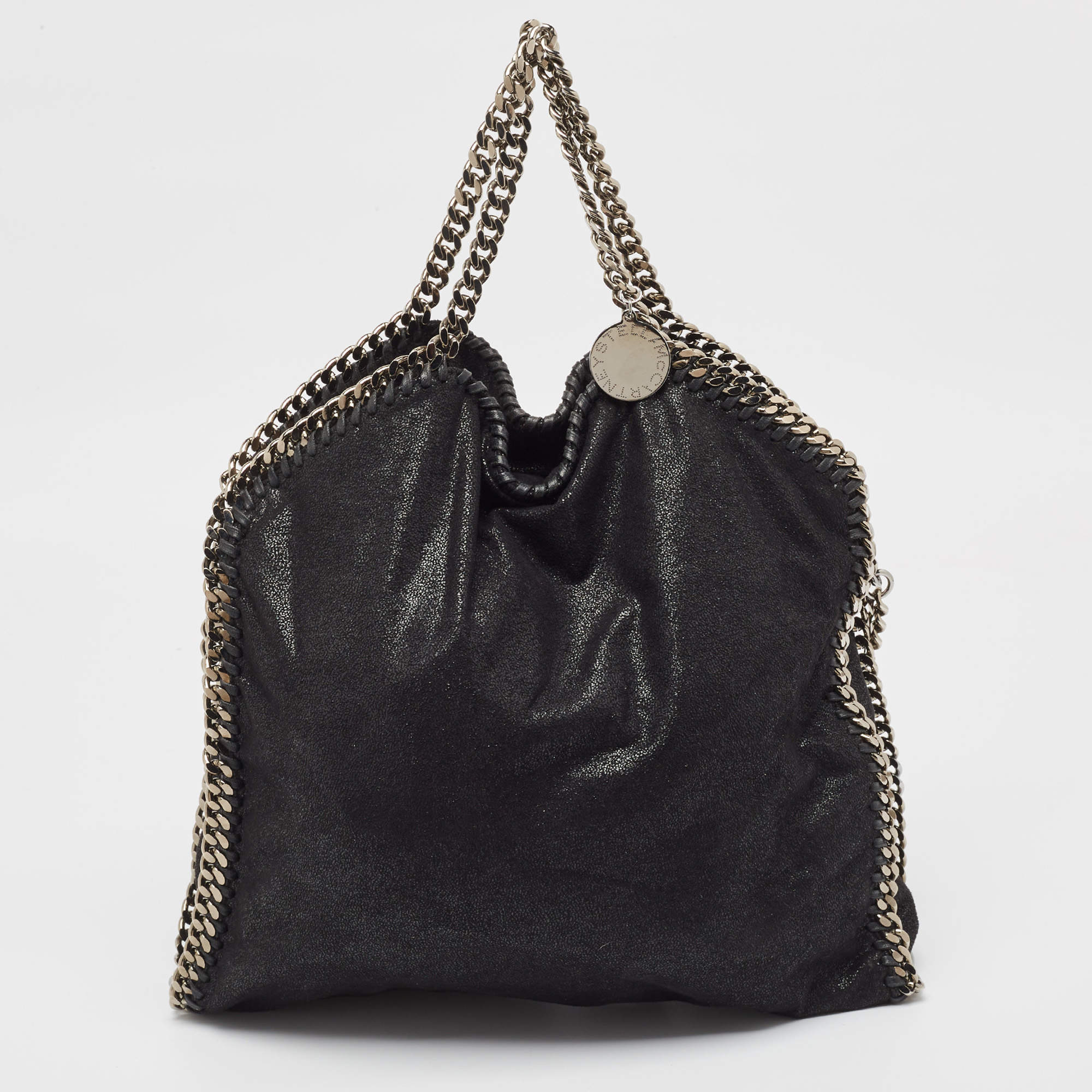 Pre Owned Stella McCartney Black Faux Leather Small Falabella Tote