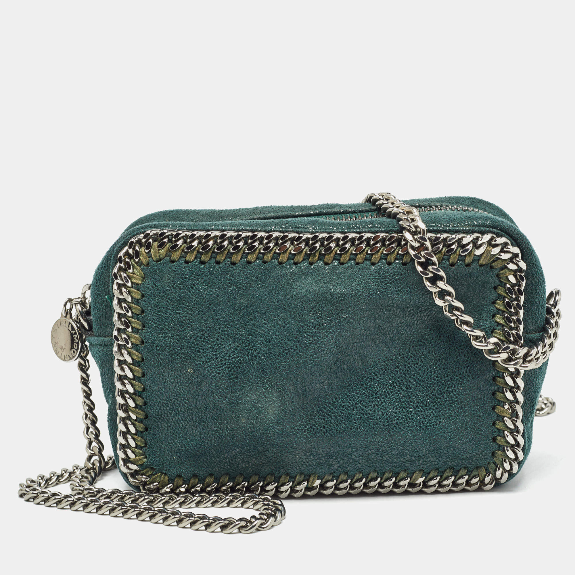 Pre Owned Stella McCartney Dark Green Faux Suede Falabella Camera Bag