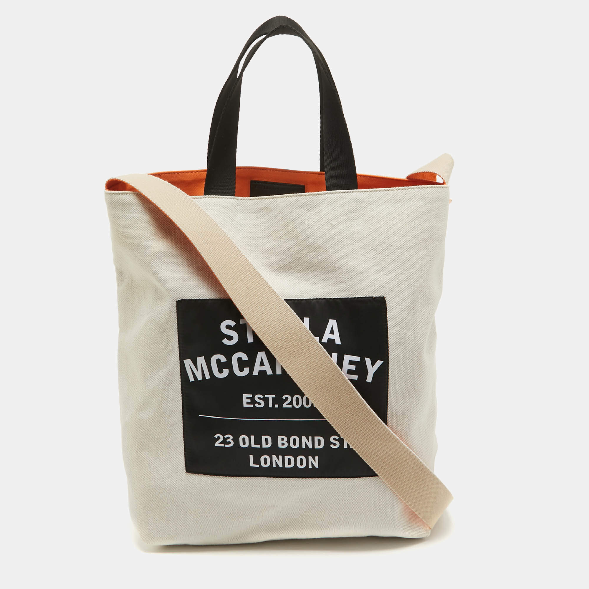 Pre Owned Stella McCartney Beige/Black Canvas Medium S&P Tote