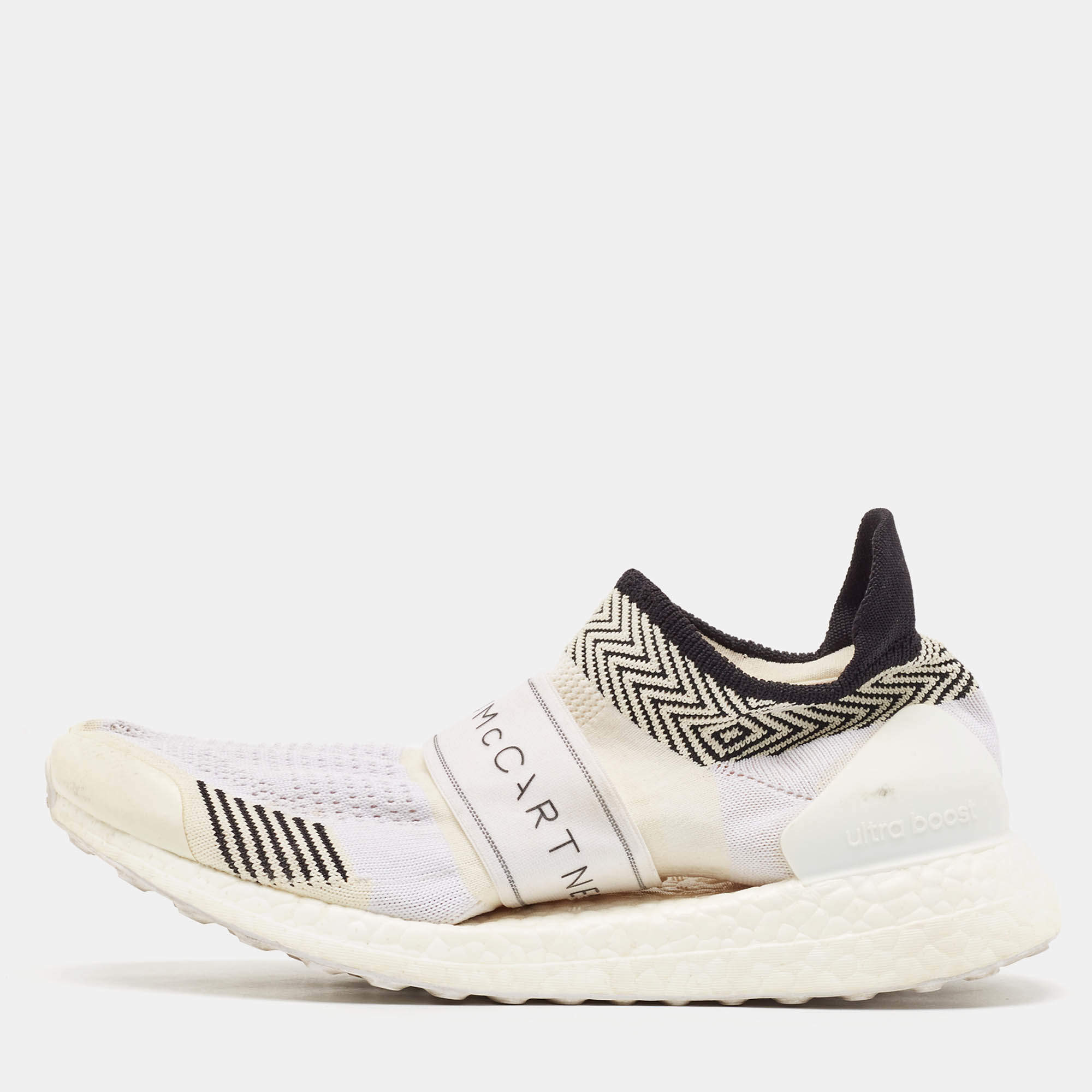 Stella McCartney x Adidas White Knit Fabric Ultra Boost x 3 D S Slip On Sneakers Size 38 1/3
