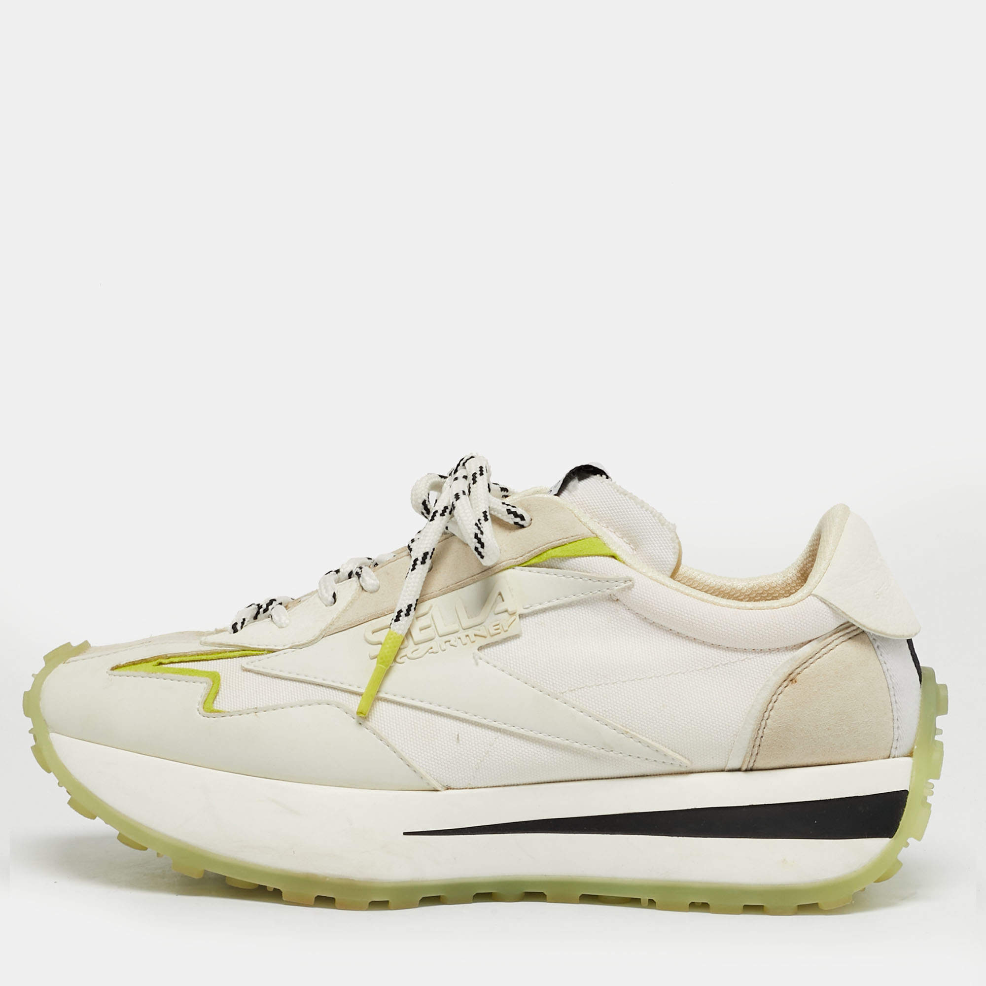 Pre Owned Stella McCartney Tricolor Canvas and Faux Leather Eclypse Lace Up Sneakers Size 40