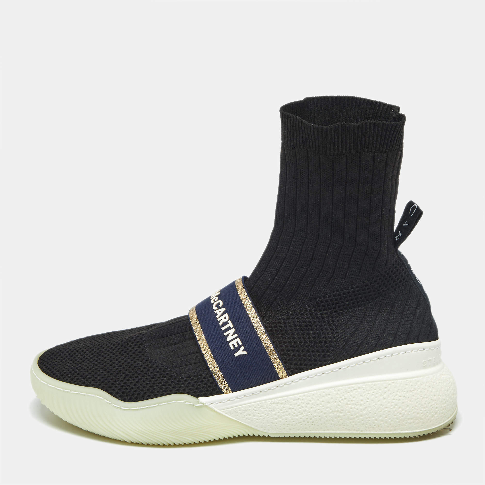 Pre Owned Stella McCartney Black Knit Fabric Loop Sock sneakers Size 39