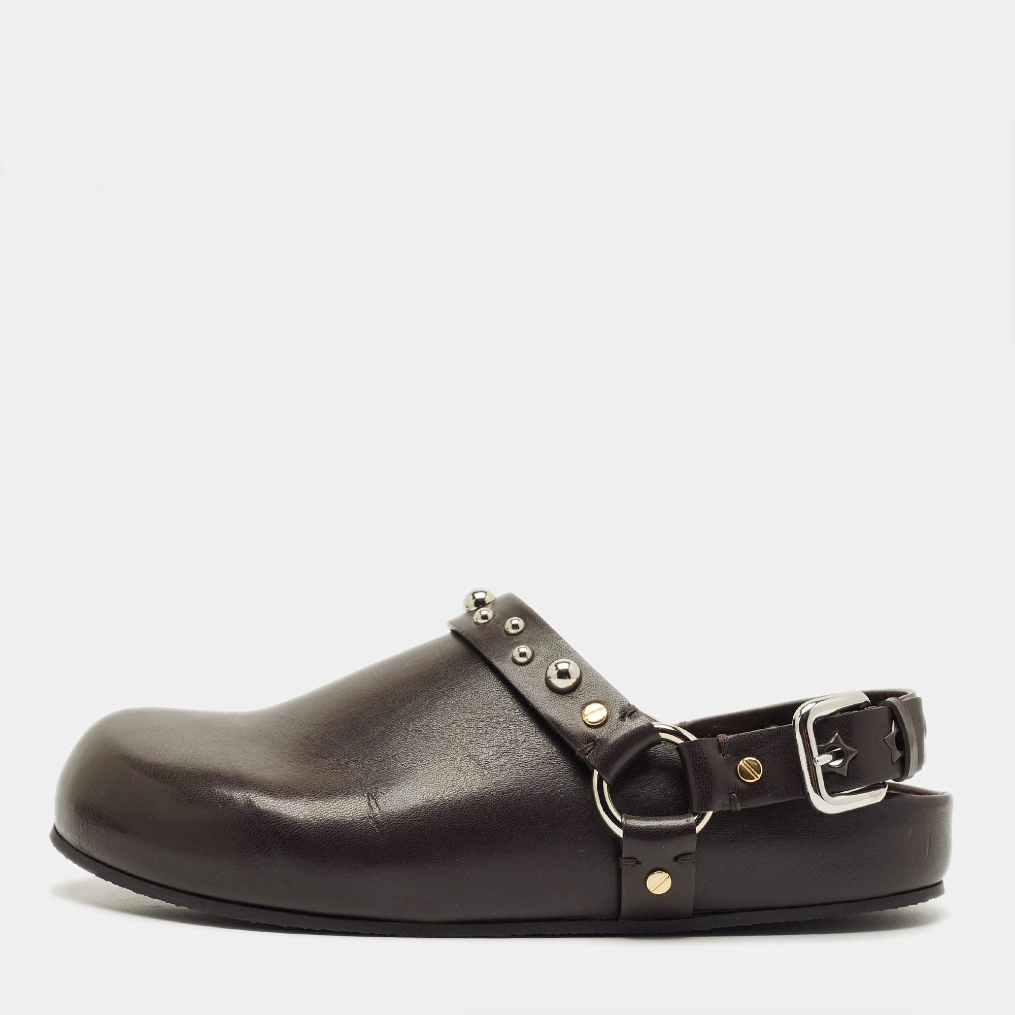 Pre Owned Stella McCartney Brown Leather Elyse Eco Alter Flat Sandals Size 38