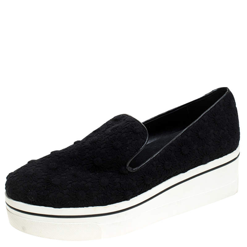 مملوكة مسبقًا حذاء رياضي ستيلا مكارتني سليب أون نعل سميك بينكس قماش مطرز زهور مقاس 40