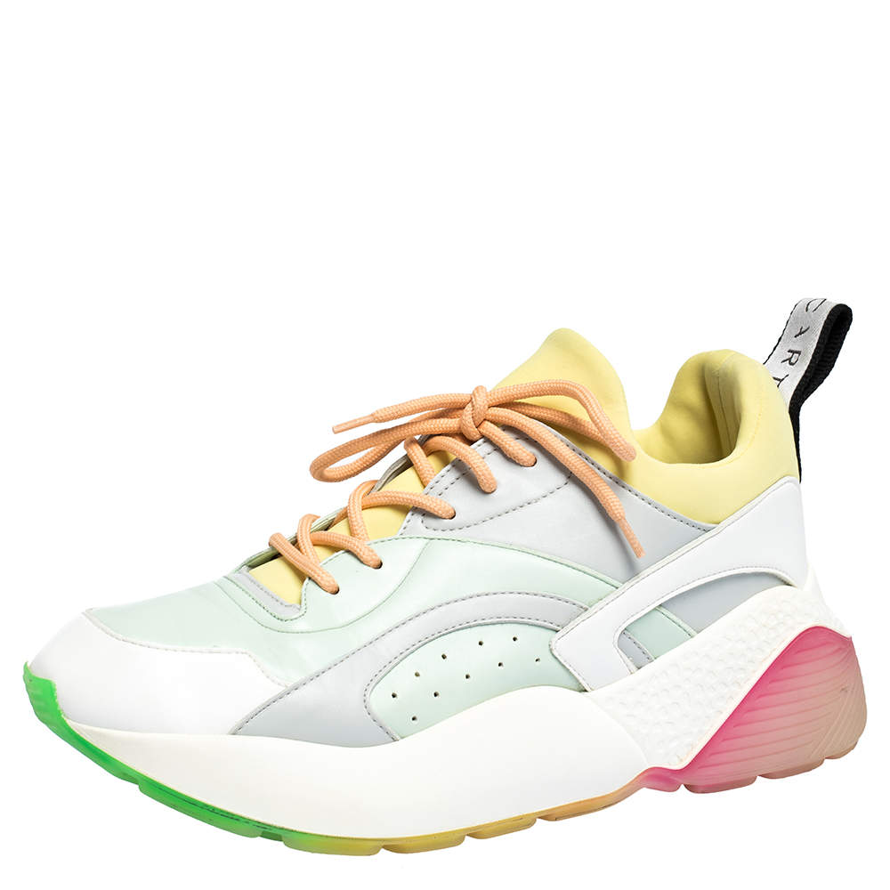 مملوكة مسبقًا Stella McCartney Multicolor Faux Leather And Stretch Fabric Eclypse Sneakers Size 39