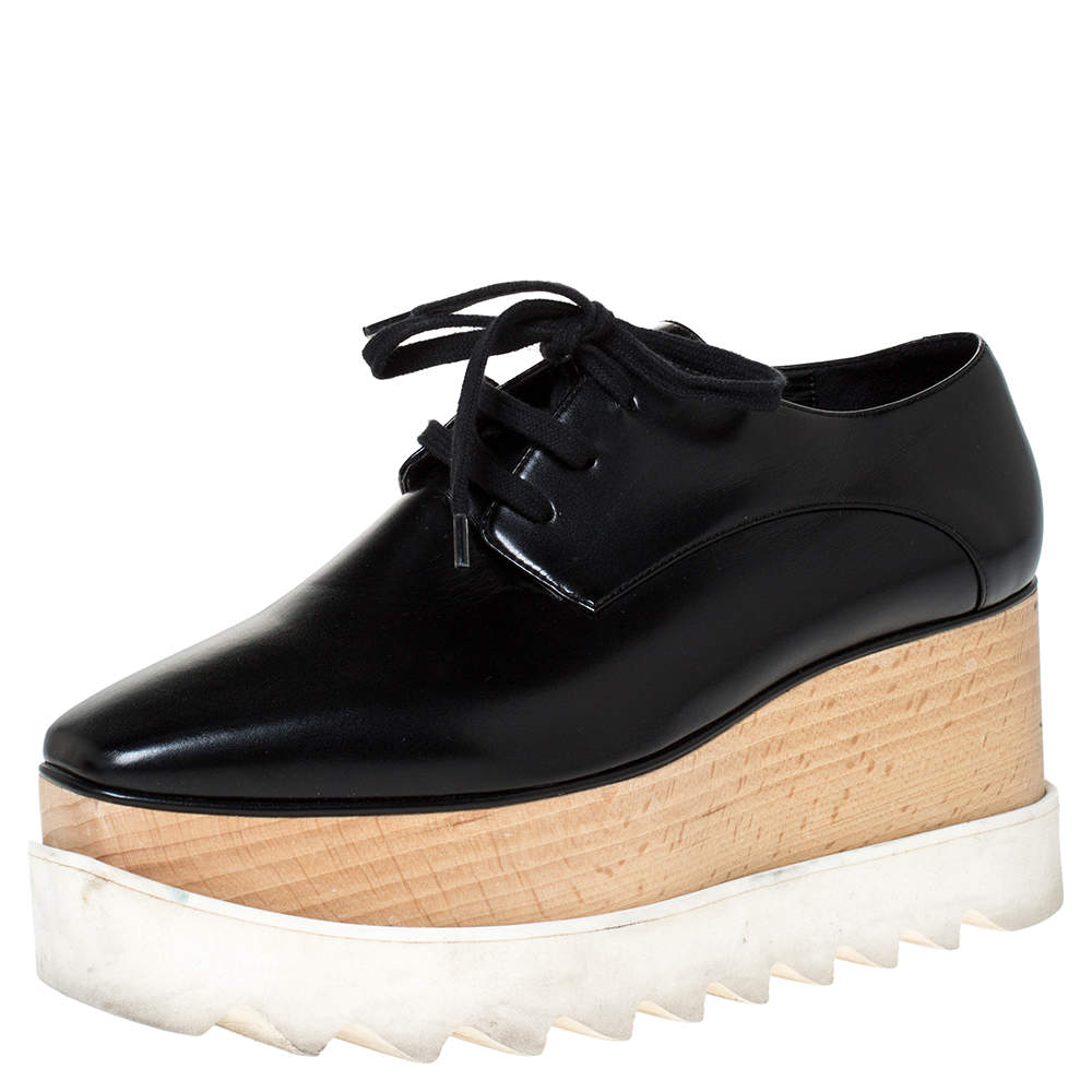 Pre Owned حذاء رياضى ديربى ستيلا مكارتني نعل سميك إليسي جلد صناعى أسود مقاس 36