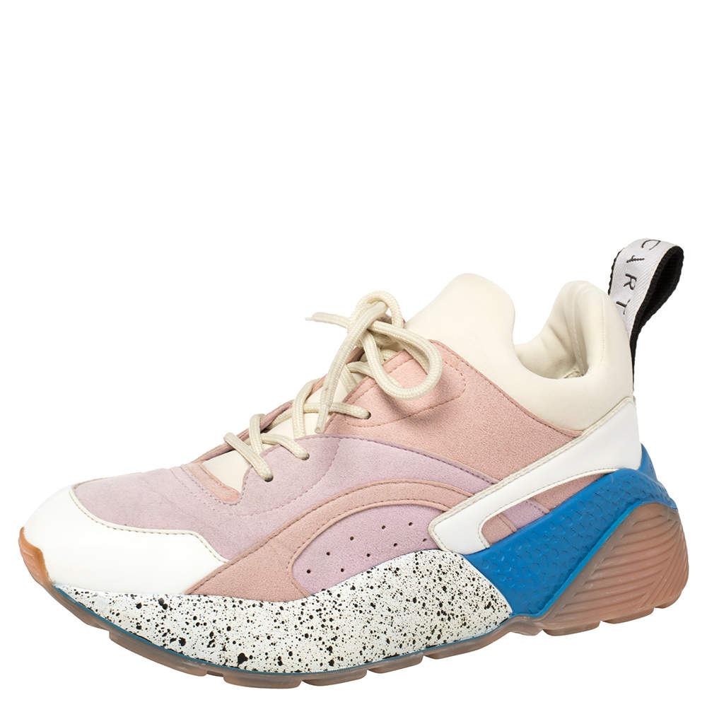Stella McCartney Multicolor Leather, Suede and Fabric Eclypse Low Top Sneakers Size 38