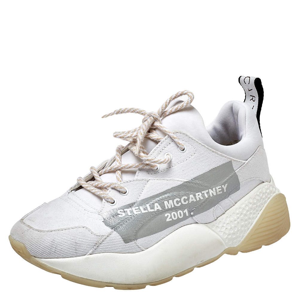 Pre Owned حذاء رياضي ستيلا مكارتني إيكلييس قماش أبيض منخفض من أعلى مقاس 40