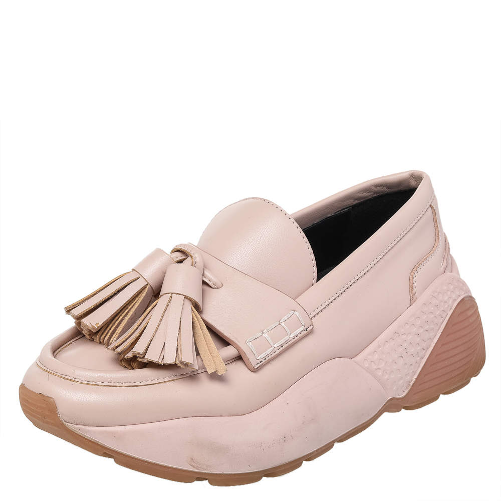Pre Owned Stella McCartney Pink Faux Leather Loafer Sneaker Size 36