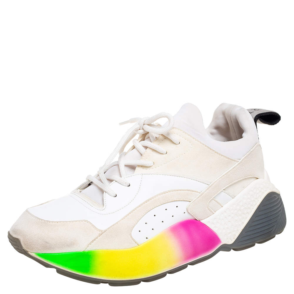 Pre Owned Stella McCartney Multicolor Faux Leather And Faux Suede Eclypse Low-Top Sneakers Size 39